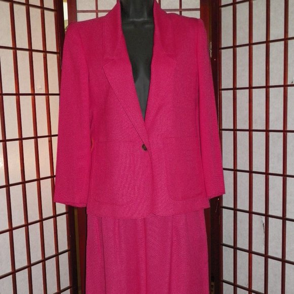 VTG Harrington Square 2 PC Pink Skirt Jacket Suit - Picture 1 of 11
